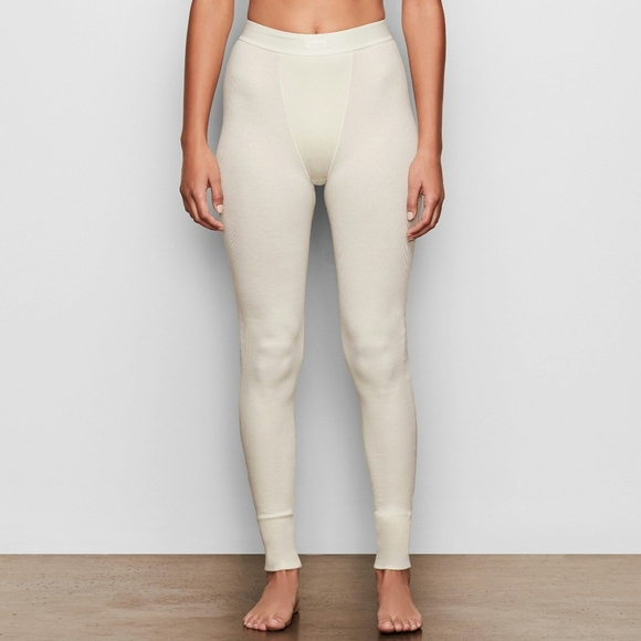 SKIMS Pants - SKIMS Cotton Ribbed Leggings In Bone